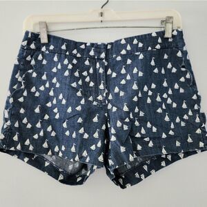 J Crew black label shorts women's size 00 sailboat pattern blue